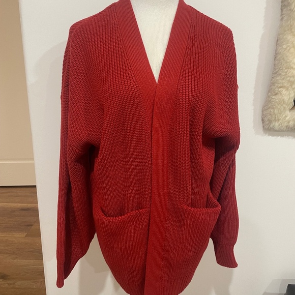 Illusory NWT Size M Red Open Cardigan Sweater - Picture 1 of 5
